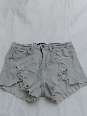 Kendall & Kylie Light Gray Distressed Denim Shorts